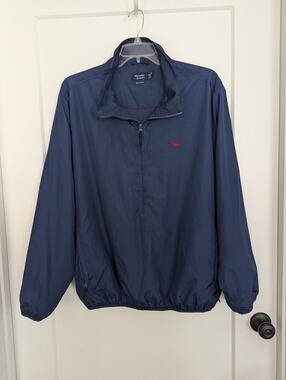 Nantucket Brand Golf Cut Mens XL Navy Wind Rain Pullover Jacket Zip Pockets